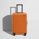 Sert Çift Fermuarlı Büyük Boy Valiz - Şerbet Turuncu