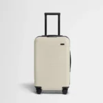 Sert Çift Fermuarlı Büyük Boy Valiz - Tuz Beyazı